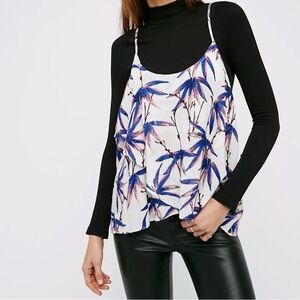 Free People XS We the Free Small White Purple Floral Strappy Tank Top NWT $58